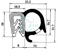 Уплотнитель проема двери Г-3307, ПАЗ водител. /3,7 м/ Уралэластотехника