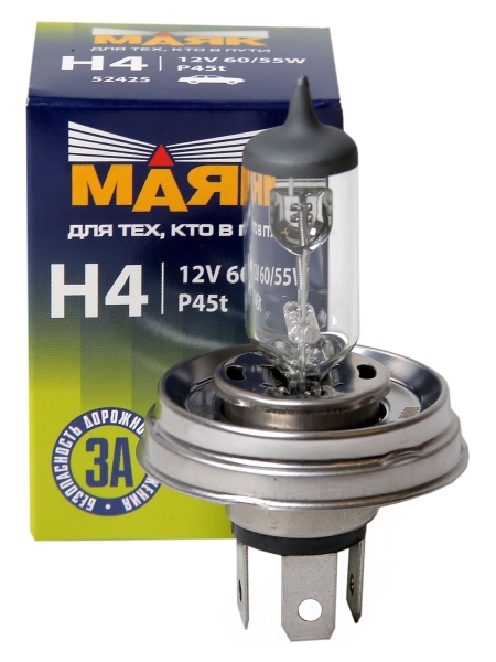 Лампа фар H4 12V-60/55W P45t Маяк (Г-53)