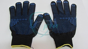 Перчатки х/б 5-и нит. с ПВХ плот.200 (чёрные)