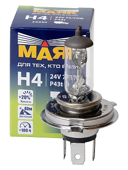 Лампа фар H4 24V-75/70W P43t Маяк