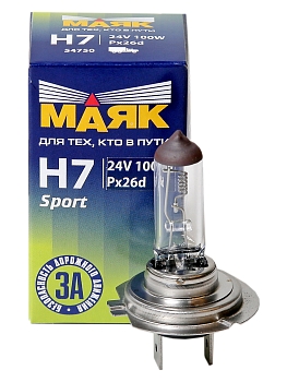 Лампа фар H7 24V-100W P26d Маяк