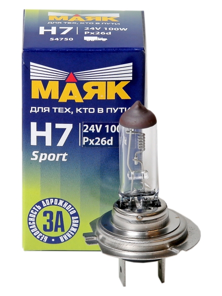 Лампа фар H7 24V-100W P26d Маяк