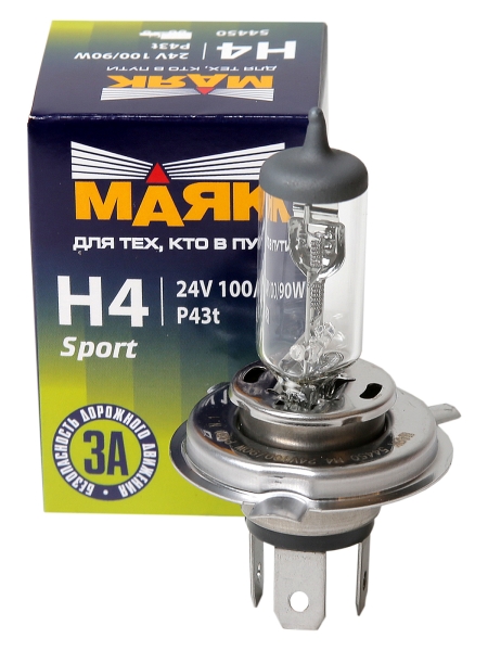 Лампа фар H4 24V-100/90W P43t Маяк