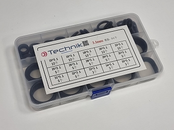 Набор резиновых колец 15 размеров, 94 штук, 3.1 мм