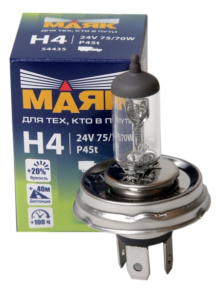 Лампа фар H4 24V-75/70W P45t Маяк (Г-3306)