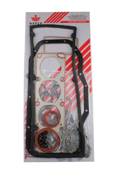 Комплект прокладок дв. ЗМЗ-406 с ГБО СТАНДАРТ (полный), ПГБ мет.с герм., паронит 0.8 34 шт. ФАРЕР