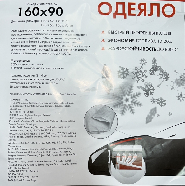 Автоодеяло (Белое) 160х90 см (для всех а/м представительского класса и внедорожников)