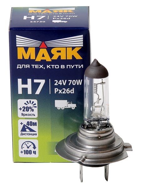 Лампа фар H7 24V-70W P26d Маяк