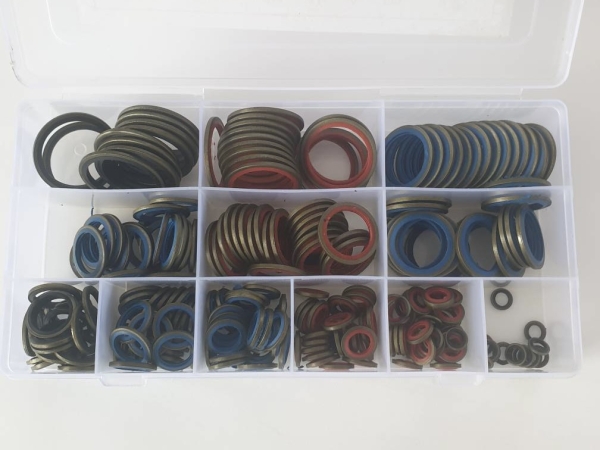 Набор прорезиненных шайб 12 размеров, 245 шт