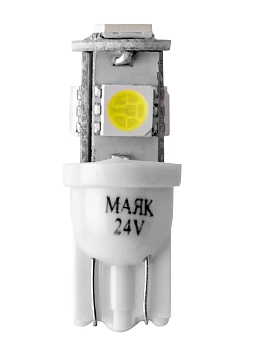 Лампа светодиодная Т10бц 24V-4SMD WHITE W2.1x9.5d Маяк (габариты,повт.поворота)
