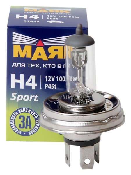 Лампа фар H4 12V-100/90W P45t Маяк (Г-53)