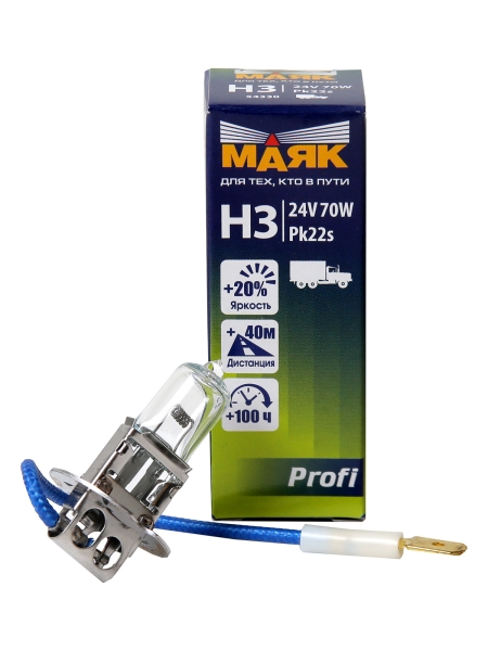 Лампа фар H3 24V-70W Pk22S Маяк