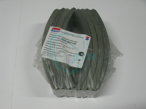 Накладка тормозная Г-3307, 3308, 3309 перед.(б/асб) к-т 8 шт. с заклепками