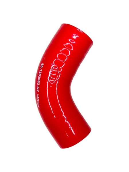 44 Патрубок радиатора нижний (D=38 mm, L=130 mm, угол 135) МТЗ-80 красный ПТП